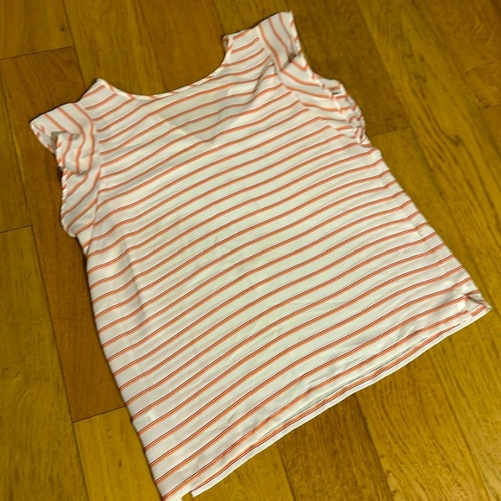 LOFT Orange & White Stripe Flutter Sleeve Blouse | Breezy Summer Top